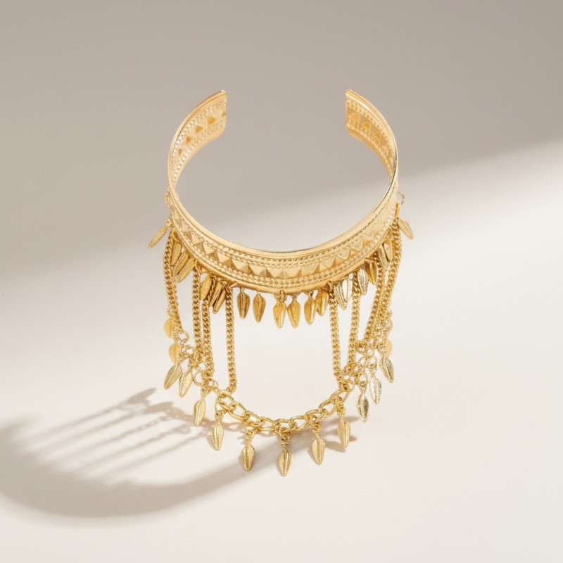 Bracelet de bras doré plumes