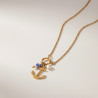 Collier doré ancre et perle Acier