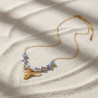 Collier doré buffle et perle bleues Acier