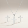 Parure argentée croix ajourées Acier