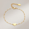 Bracelet doré coeur et perles d'émail blanches Acier