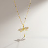 Collier doré libellule zircon Plaqué or
