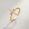 Bague ajustable dorée croix et zircon Plaqué or