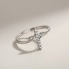 Bague ajustable argentée croix et zircon Plaqué or blanc