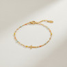 Bracelet doré croix et perles d'émail colorées Acier