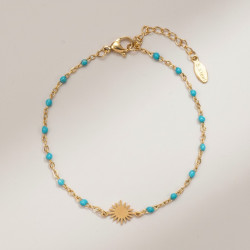 Bracelet doré soleil turquoise Acier