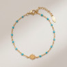 Bracelet doré soleil turquoise Acier