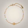 Bracelet doré soleil et perles d'émail colorées Acier