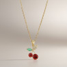 Collier doré cerise et zircon Plaqué or