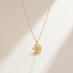 Collier doré fleur rotative Plaqué or