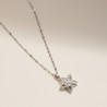 Collier argenté fleur rotative Plaqué or blanc