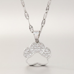 Collier argenté empreinte Acier