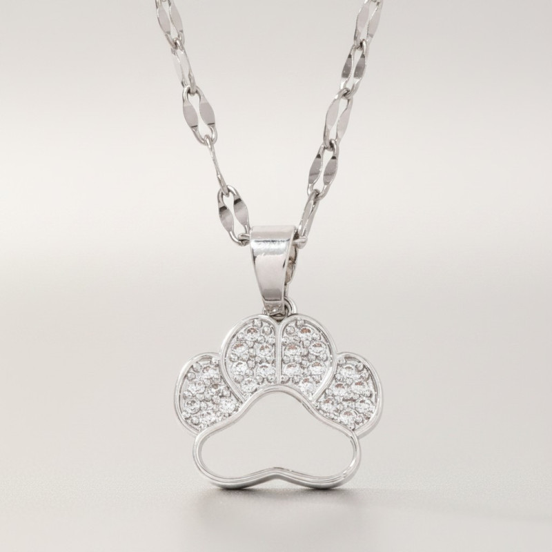 Collier argenté empreinte Acier