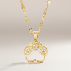 Collier doré empreinte Acier