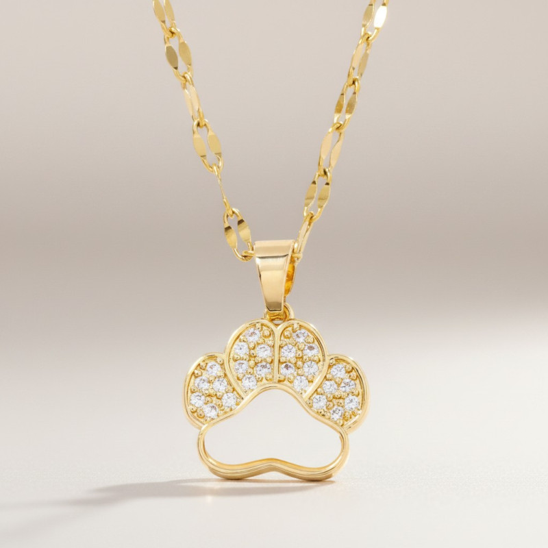 Collier doré empreinte Acier