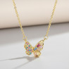 Collier doré papillon zircon multicolore Plaqué or
