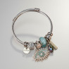 Bracelet charms argenté mauvais œil et perle bleue Acier