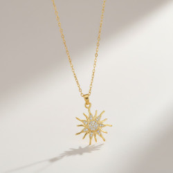 Collier doré soleil tournesol Plaqué or