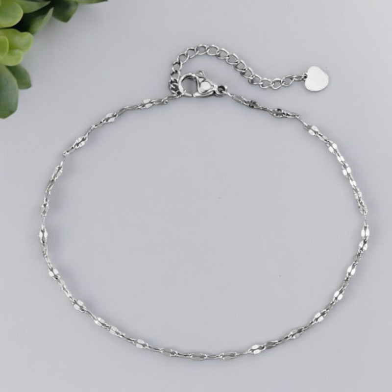 Chaîne de cheville minimaliste argenté acier