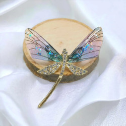 Broche libellule dorée