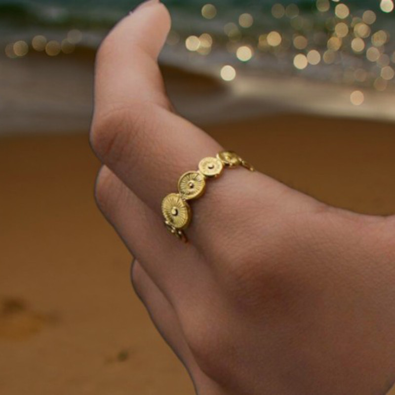 Bague ajustable dorée métal rond Acier