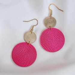Boucles d'oreilles rondes dorées et roses