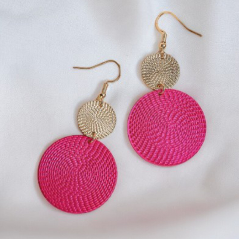 Boucles d'oreilles rondes dorées et roses