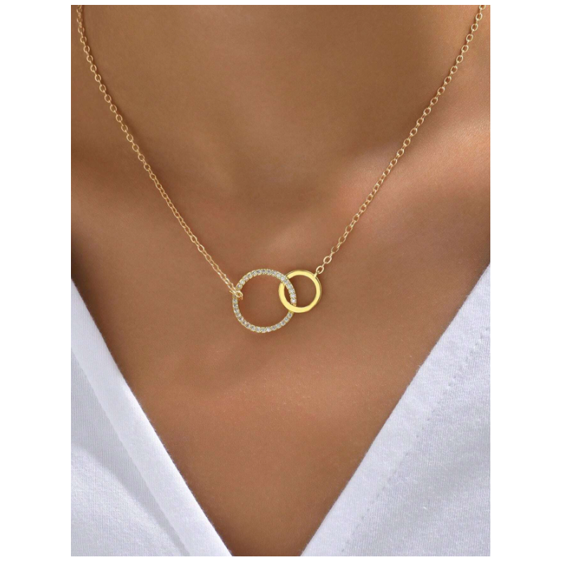 Collier doré double anneau Plaqué or