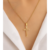 Collier doré croix ajourée Acier