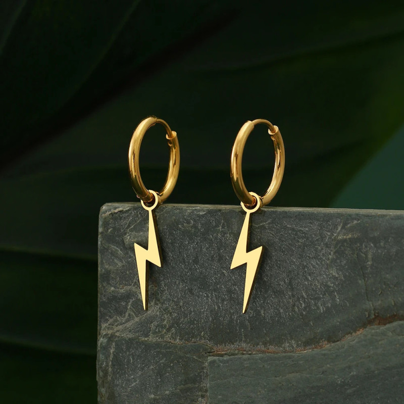 Boucles d'oreilles éclair doré Acier