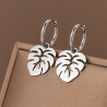 Boucles d'oreilles feuille tropicale argenté Acier