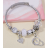 Bracelet argenté charms coeur blanc