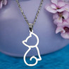 Collier argenté chat Acier