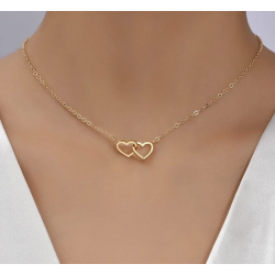 Collier doré cœurs entrelacés Acier