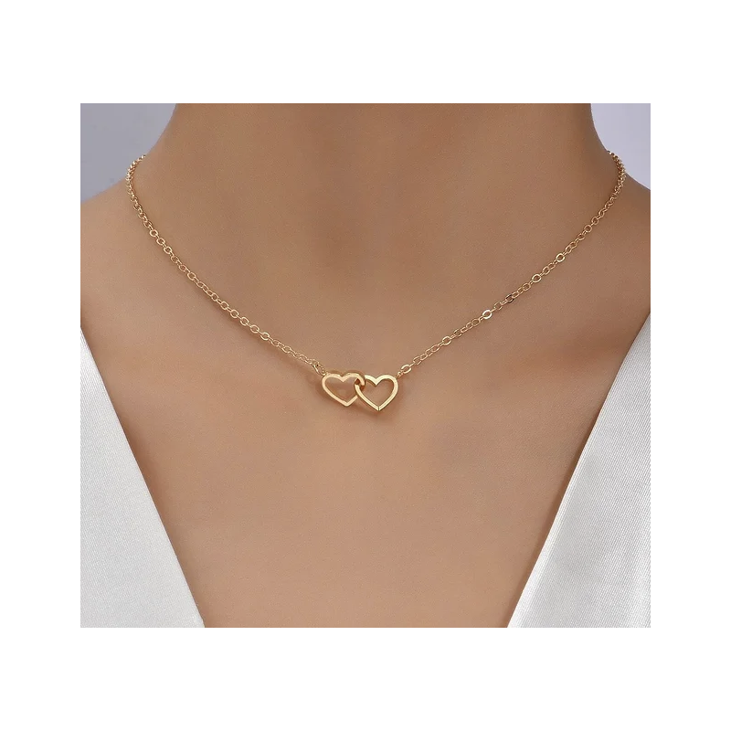 Collier doré cœurs entrelacés Acier
