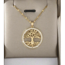 Collier médaillon arbre de vie doré Plaqué or