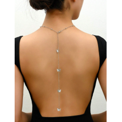 Collier de dos argenté papillons