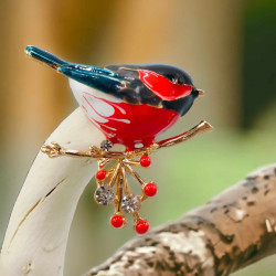 Broche oiseau rouge