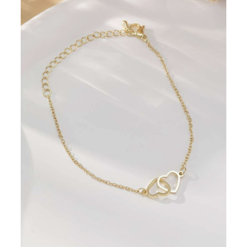 Bracelet doré coeurs entrelacés Acier