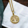 Collier arbre de vie zircon doré Acier