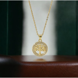 Collier doré arbre ajouré zircon Acier