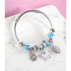 Bracelet argenté charms papillon bleu