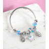 Bracelet argenté charms papillon bleu