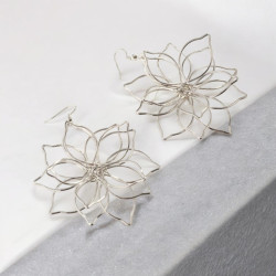 Boucles d'oreilles fleurs ajourées argentées gm