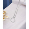 Collier argenté anneau zircon Acier inoxydable