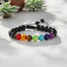 Bracelet chakras et perles noires