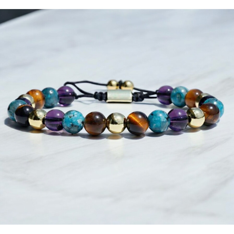 Bracelet pierres naturelles colorées