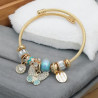 Bracelet doré charms papillon turquoise