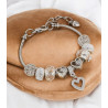 Bracelet argenté charms perles et coeur