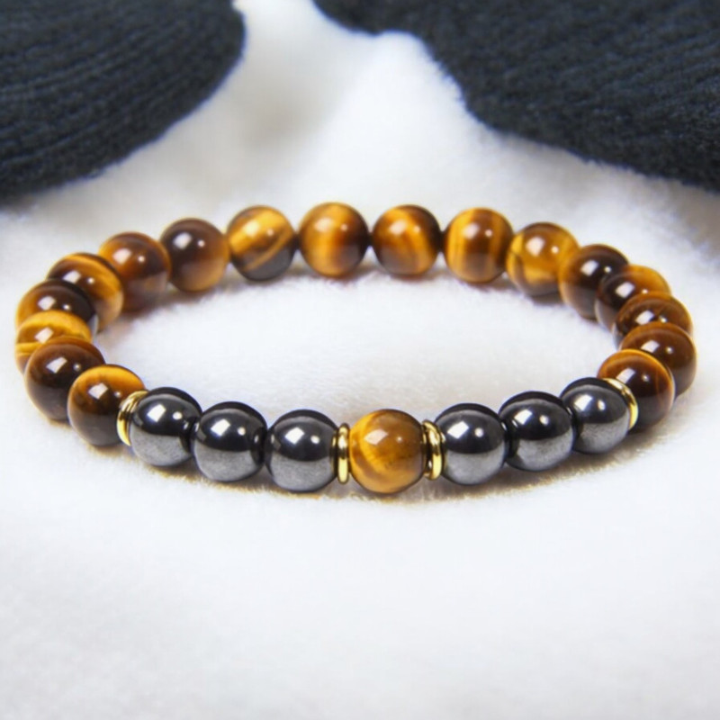 Bracelet oeil de tigre et hematite